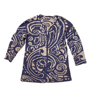 Peruvian Connection Geometric Swirl Patterned Tunic Pima Cardigan Large $259